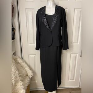 Elegant Black Blazer with Embellished Collar